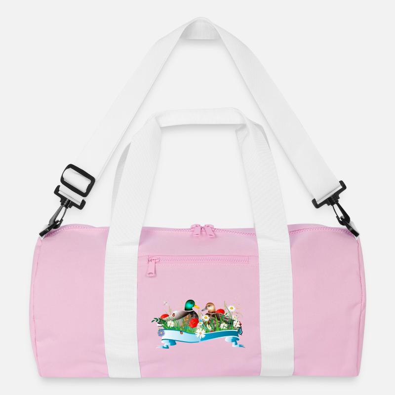 Enten Pärchen im See mit frühlingshaftem Ufer Recycelte Duffel Bag