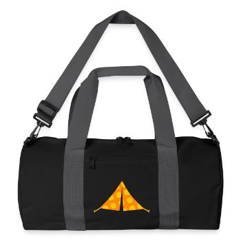 Tent Pattern Flowers Yellow Camping Camper Outdoor Fan - Recycled Duffel Bag - black/graphite grey - Front