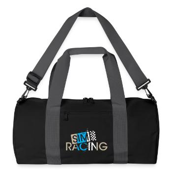 sim racing gaming checkered flag car driver gamer - Recycled Duffel Bag - black/graphite grey - Front