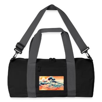Vagues du coucher de soleil à Ukiyoe - Sac de sport recyclé - noir/gris graphite - Devant