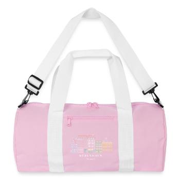 Copenhague, Vieux Port, Maisons dessinées à la main - Sac de sport recyclé - rose/blanc - Devant