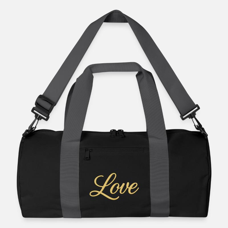 Gold Glitter Love Script Design Recycelte Duffel Bag