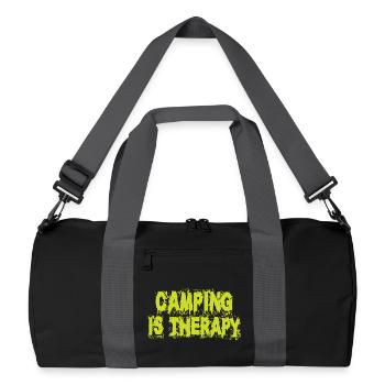 Camping ist Therapie - Recycelte Duffel Bag - Schwarz/Graphitgrau - Vorne