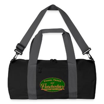 Frauen Fleisch Flaschenbier Retro Schild - Recycelte Duffel Bag - Schwarz/Graphitgrau - Vorne
