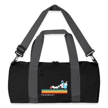 Retro pharmacist pharmacy technician - Recycled Duffel Bag - black/graphite grey - Front