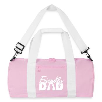 Friendly Dad Silhouette Fatherhood Art - Recycled Duffel Bag - pink/white - Front