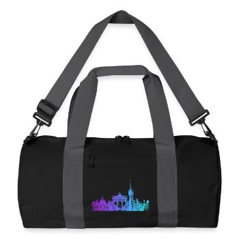 Berlin Stadt Skyline - Recycelte Duffel Bag - Schwarz/Graphitgrau - Vorne