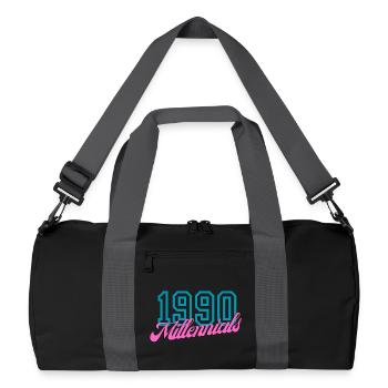Retro 1990 Millennial Digitaler Stil Design - Recycelte Duffel Bag - Schwarz/Graphitgrau - Vorne