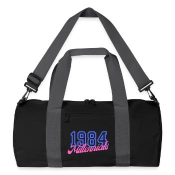 Jahrgang Jahr 1984 Digitaler Kunstdruck - Recycelte Duffel Bag - Schwarz/Graphitgrau - Vorne