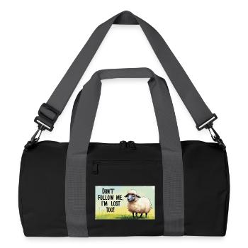 Sheep "Don t follow me - i m lost too!" - Recycled Duffel Bag - black/graphite grey - Front