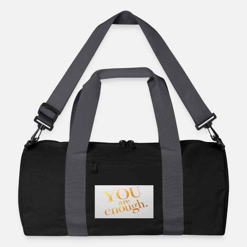 Motivational Gold Foil Text Print - Recycled Duffel Bag - black/graphite grey