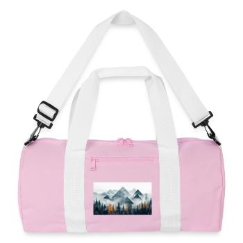 Wald Berge - Recycelte Duffel Bag - Rosa/Weiß - Vorne