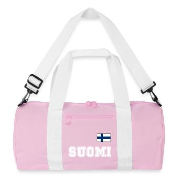 FINNLAND - SUOMI Trikot Look - Flagge auf Brust - Recycelte Duffel Bag - Rosa/Weiß - Vorne