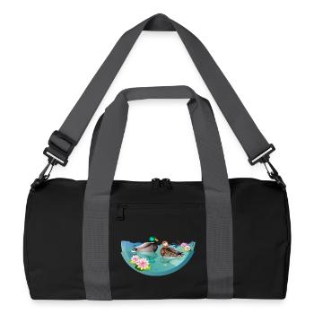 Couple de canards dans un étang aux canards avec nénuphars - Sac de sport recyclé - noir/gris graphite - Devant