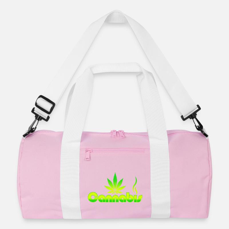 Vibrant Cannabis Leaf Emblem on Green Gradient Recycled Duffel Bag
