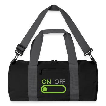 on button - Streamer und Gamer - Recycelte Duffel Bag - Schwarz/Graphitgrau - Vorne