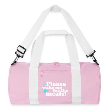 Please, wake me for the Meals! - Recycelte Duffel Bag - Rosa/Weiß - Vorne