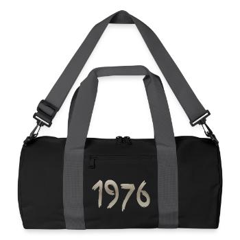 Année 1976 avec un coup de trait fait main - Sac de sport recyclé - noir/gris graphite - Devant