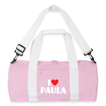 Ich liebe Paula rotes Herz Retro Statement  - Recycelte Duffel Bag - Rosa/Weiß - Vorne