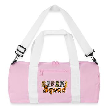 Animals Zoo Party Jungle Zoo Birthday Safari Squad - Recycled Duffel Bag - pink/white - Front