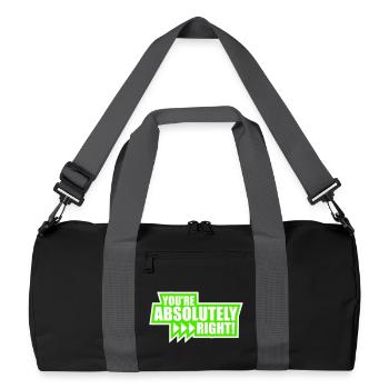 You're Absolutely Right Lustig Sarkastisch KI Logo - Recycelte Duffel Bag - Schwarz/Graphitgrau - Vorne