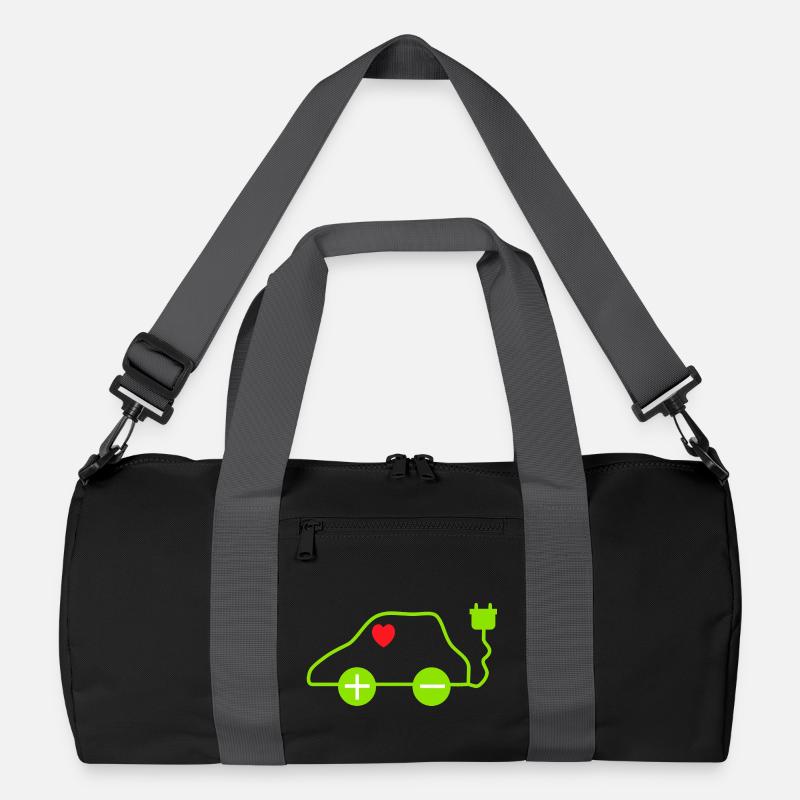 Green E-Car Heart Design Recycled Duffel Bag