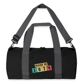 1974 Birthday 1974 Born In 1974 Birthday - Recycled Duffel Bag - black/graphite grey - Front
