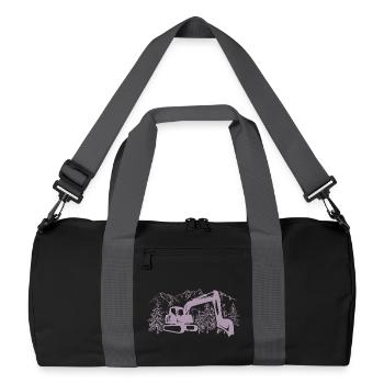Excavator Silhouette Construction Equipment Operator Work - Recycled Duffel Bag - black/graphite grey - Front