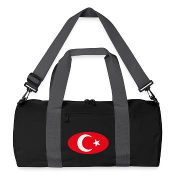 Türkiye Türkische Ovale Flagge - Recycelte Duffel Bag - Schwarz/Graphitgrau - Vorne