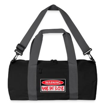 Warning Rage Bait Caution Zone Schild Spaß Warnung - Recycelte Duffel Bag - Schwarz/Graphitgrau - Vorne
