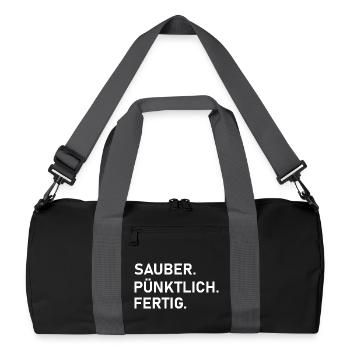 Sauber. Pünktlich. Profi-Arbeit. - Recycelte Duffel Bag - Schwarz/Graphitgrau - Vorne