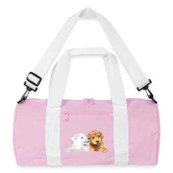 Weißer Schweizer Schäferhund und Golden Retriever - Recycelte Duffel Bag - Rosa/Weiß - Vorne