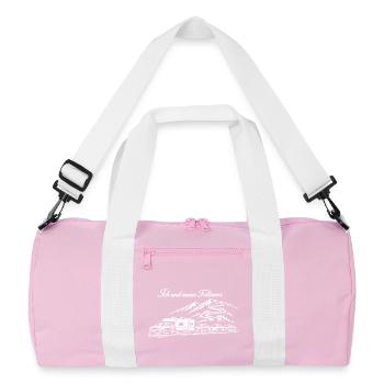 Me and my followers | Mountains Road Trip | Traffic jam - Recycled Duffel Bag - pink/white - Front