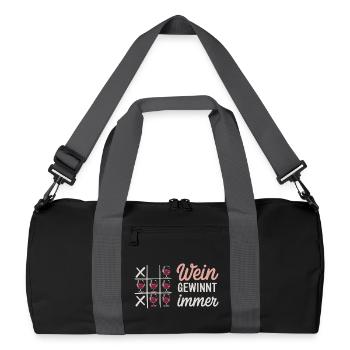 Wine Always Wins Tic Tac Toe Saying For - Recycled Duffel Bag - black/graphite grey - Front