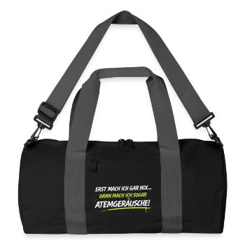 Atemgeräusche Neon-Spruch - Recycelte Duffel Bag - Schwarz/Graphitgrau - Vorne