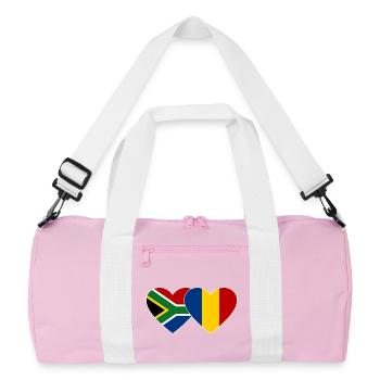 South Africa Romania Flag Heart - Recycled Duffel Bag - pink/white - Front