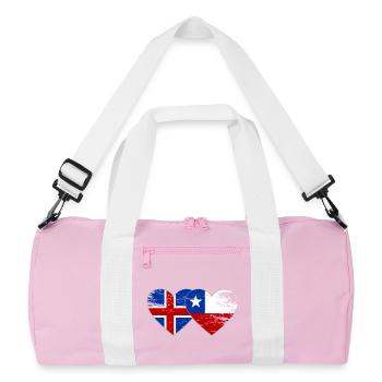 Islande Chili drapeau coeur utilisé - Sac de sport recyclé - rose/blanc - Devant