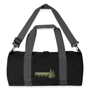 Wald Bäume Natur Naturliebhaber Wildnis Nadelbaum - Recycelte Duffel Bag - Schwarz/Graphitgrau - Vorne
