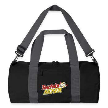 Teufelskicker Logoschriftzug Mit Fußball - Recycelte Duffel Bag - Schwarz/Graphitgrau - Vorne