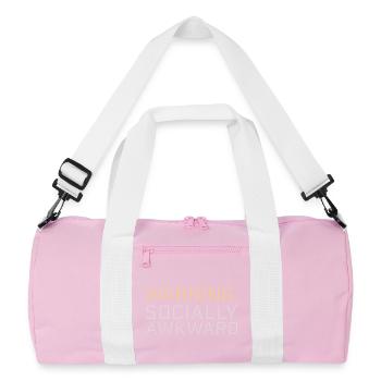 Warning Socially Awkward Funny Social Clumsy - Recycled Duffel Bag - pink/white - Front