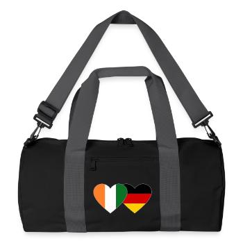 Côte d'Ivoire Germany Flag Heart - Recycled Duffel Bag - black/graphite grey - Front