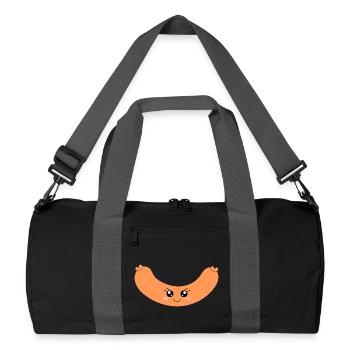 Kawaii Hotdog Wurst - Recycelte Duffel Bag - Schwarz/Graphitgrau - Vorne