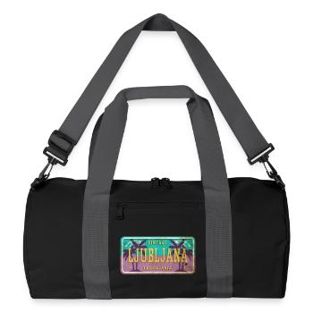 Ljubljana Jugoslawien Vintage Schild - Recycelte Duffel Bag - Schwarz/Graphitgrau - Vorne