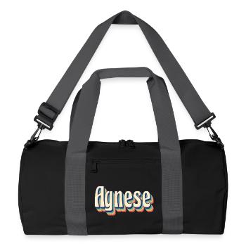 Agnes T-Shirt Retro Vintage T-Shirt Geschenkidee - Recycelte Duffel Bag - Schwarz/Graphitgrau - Vorne
