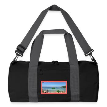 Beach photo with coconut - Recycled Duffel Bag - black/graphite grey - Front