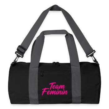 Team Feminin – Pink Girl Power Statement Design - Recycled Duffel Bag - black/graphite grey - Front