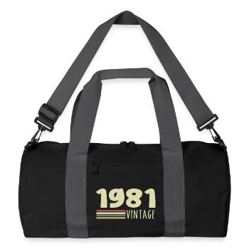 1981-Jubiläum-1981-retro-1981 - Recycelte Duffel Bag - Schwarz/Graphitgrau - Vorne