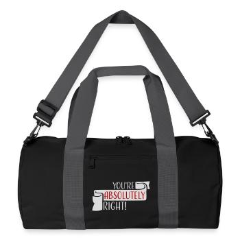 You're Absolutely Right Lustig Sarkastisch KI Logo - Recycelte Duffel Bag - Schwarz/Graphitgrau - Vorne