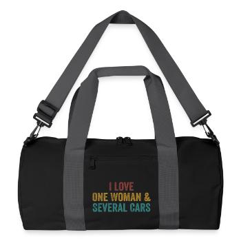 Une Femme et Plusieurs Voitures : Humour Auto - Sac de sport recyclé - noir/gris graphite - Devant