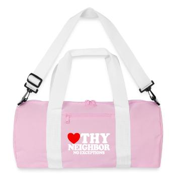 Aimez votre prochain – sans exception. Christian - Sac de sport recyclé - rose/blanc - Devant